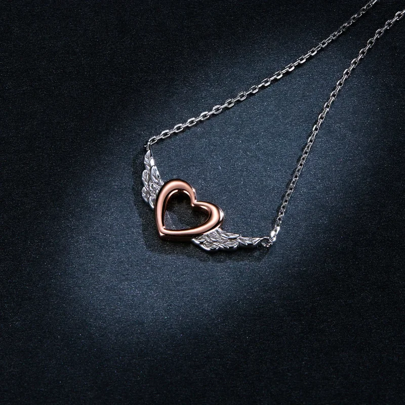 (kép) PANDORA típusú bicolor szív szárny collier nyaklánc - BSN162 - Megtekintés 6