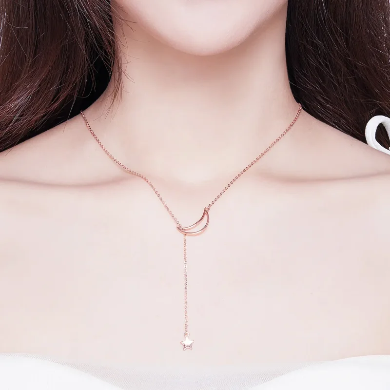 (kép) PANDORA típusú csillagos hold collier nyaklánc - SCN108-C - Megtekintés 4