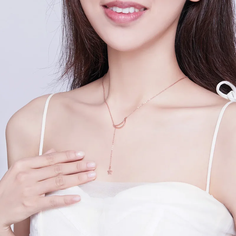 (kép) PANDORA típusú csillagos hold collier nyaklánc - SCN108-C - Megtekintés 5