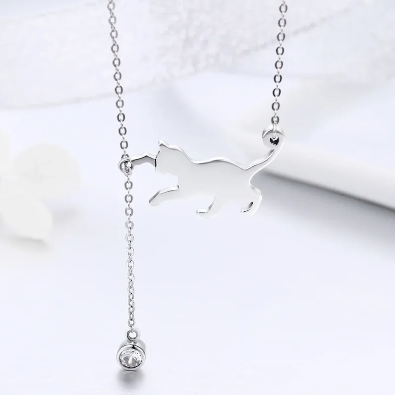 (kép) PANDORA típusú csintalan cica collier nyaklánc - SCN232 - Megtekintés 4