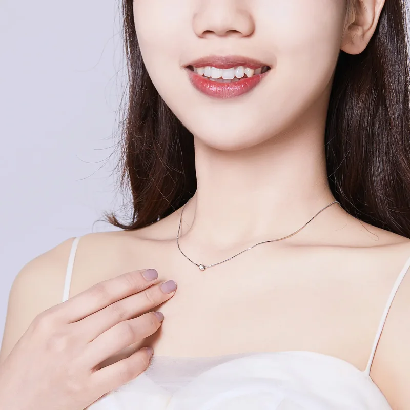 (kép) PANDORA típusú egyszerű bean collier nyaklánc - BSN097 - Megtekintés 6