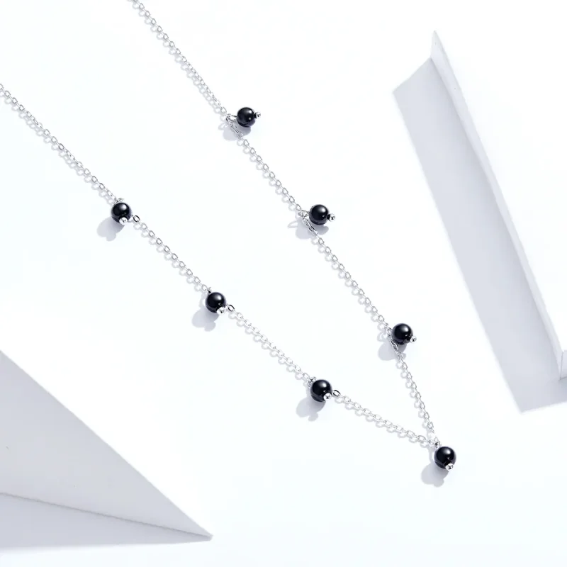 (kép) PANDORA típusú fekete kristály collier nyaklánc - SCN392 - Megtekintés 3