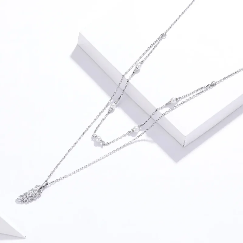 (kép) PANDORA típusú fényes búza collier nyaklánc - BSN208 - Megtekintés 3