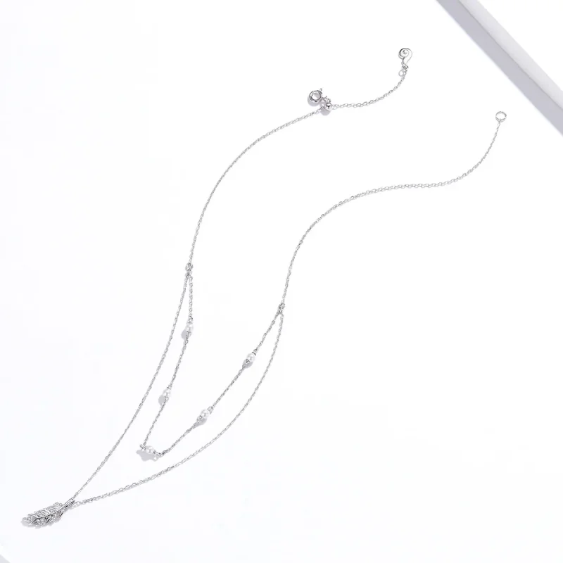 (kép) PANDORA típusú fényes búza collier nyaklánc - BSN208 - Megtekintés 4