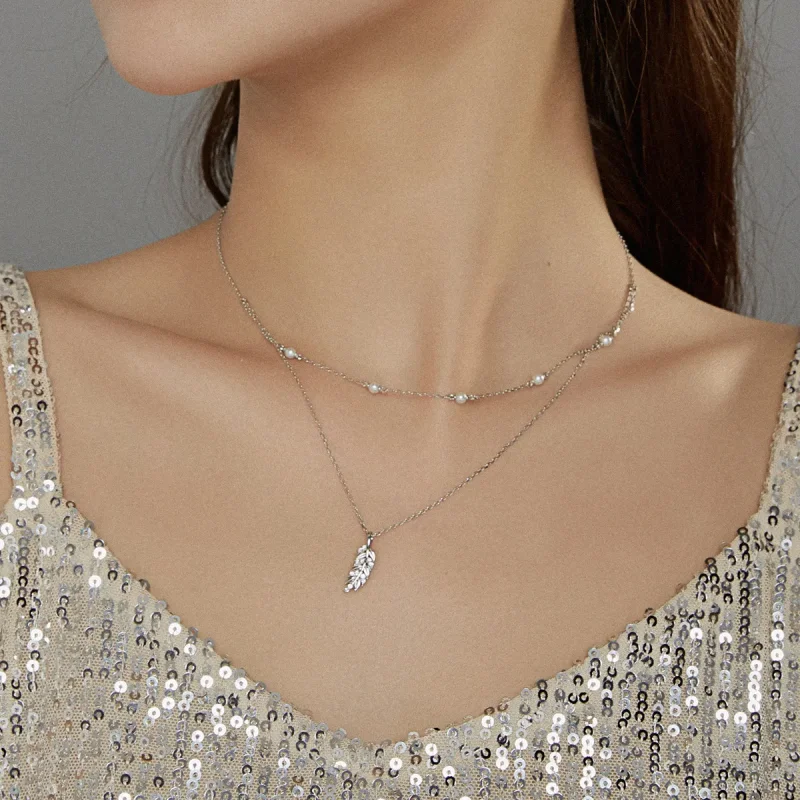(kép) PANDORA típusú fényes búza collier nyaklánc - BSN208 - Megtekintés 6