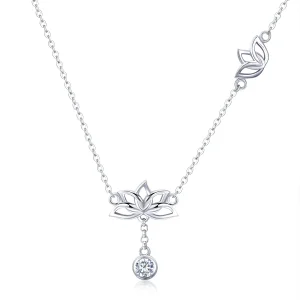 (kép) PANDORA típusú friss lótusz collier nyaklánc - BSN012