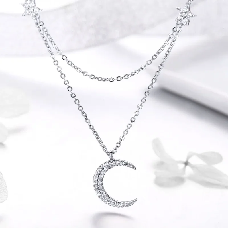 (kép) PANDORA típusú hold és csillagok collier nyaklánc - BSN038 - Megtekintés 2