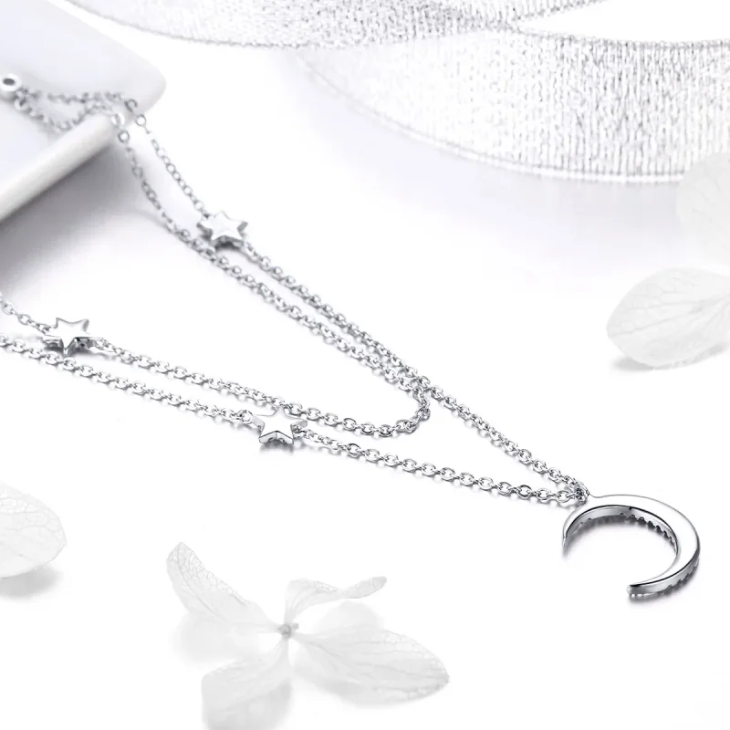 (kép) PANDORA típusú hold és csillagok collier nyaklánc - BSN038 - Megtekintés 4