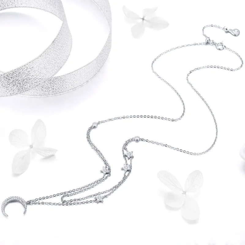 (kép) PANDORA típusú hold és csillagok collier nyaklánc - BSN038 - Megtekintés 5
