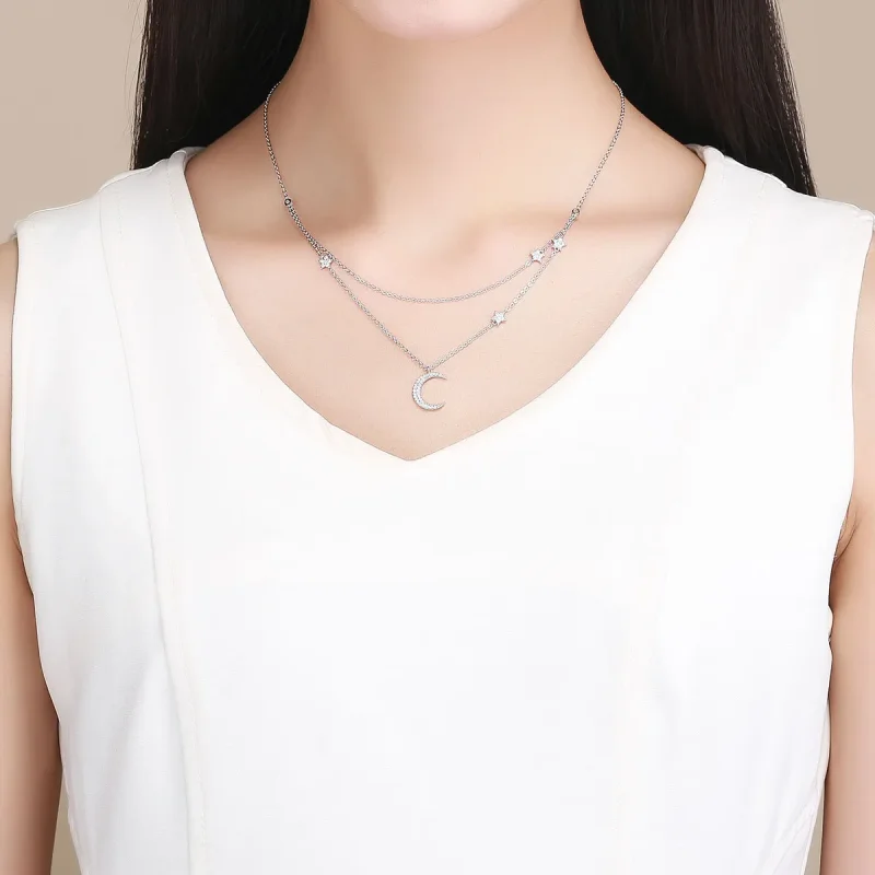 (kép) PANDORA típusú hold és csillagok collier nyaklánc - BSN038 - Megtekintés 6
