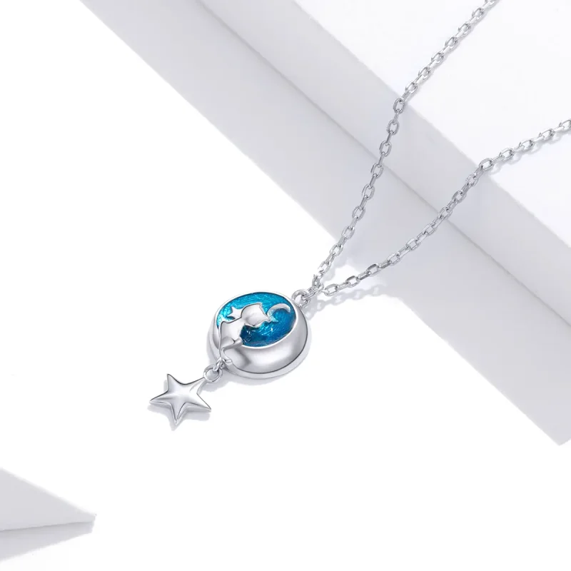 (kép) PANDORA típusú hold és macska collier nyaklánc - SCN422 - Megtekintés 2