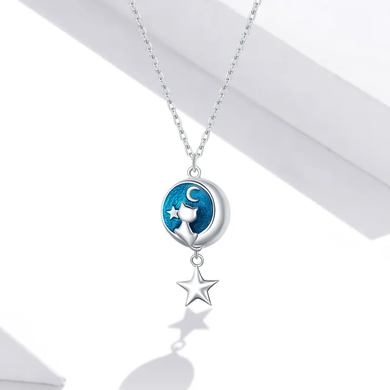(kép) PANDORA típusú hold és macska collier nyaklánc - SCN422 - Megtekintés 5