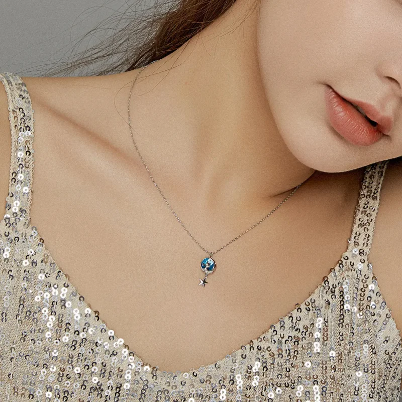(kép) PANDORA típusú hold és macska collier nyaklánc - SCN422 - Megtekintés 6