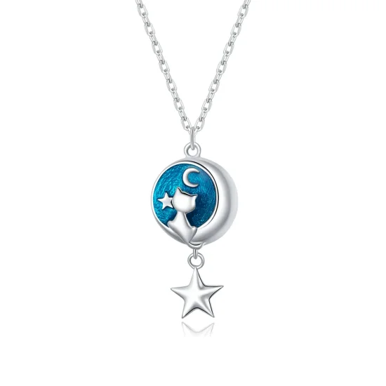 (kép) PANDORA típusú hold és macska collier nyaklánc - SCN422