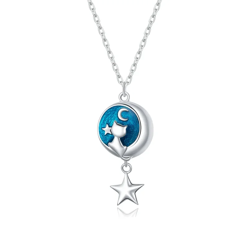 (kép) PANDORA típusú hold és macska collier nyaklánc - SCN422