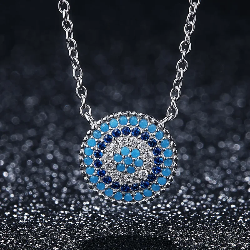 (kép) PANDORA típusú kék kör collier nyaklánc - SCN099 - Megtekintés 3