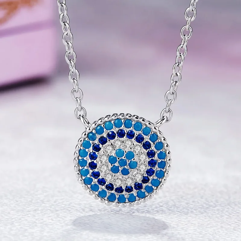 (kép) PANDORA típusú kék kör collier nyaklánc - SCN099 - Megtekintés 5