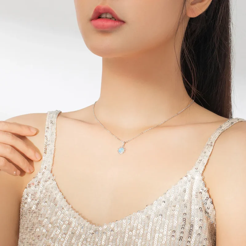 (kép) PANDORA típusú kék nap collier nyaklánc - SCN399 - Megtekintés 6