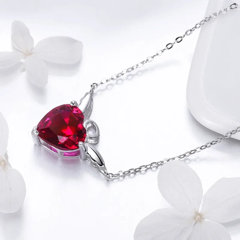 (kép) PANDORA típusú piros angyal szív collier nyaklánc - SCN285 - Megtekintés 3