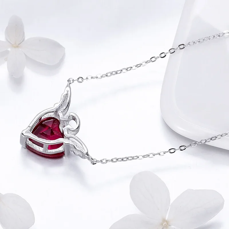 (kép) PANDORA típusú piros angyal szív collier nyaklánc - SCN285 - Megtekintés 4