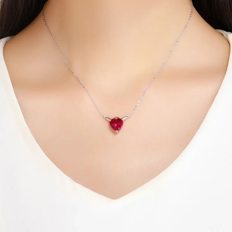(kép) PANDORA típusú piros angyal szív collier nyaklánc - SCN285 - Megtekintés 6