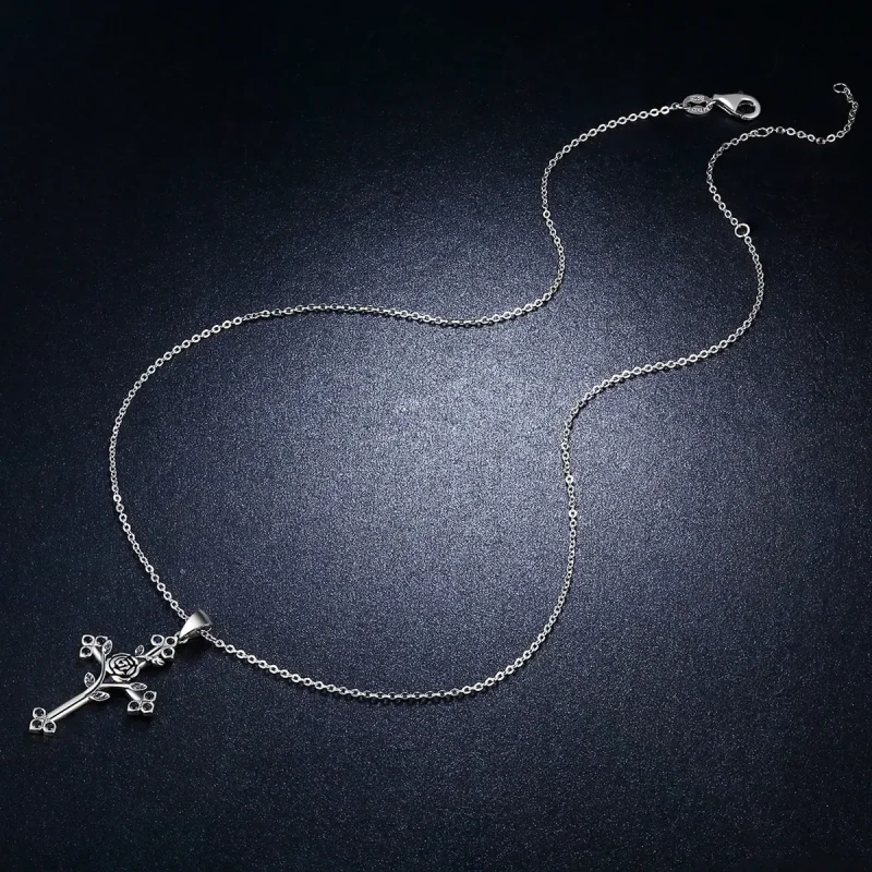 (kép) PANDORA típusú rózsa kereszt collier nyaklánc - SCN091 - Megtekintés 3
