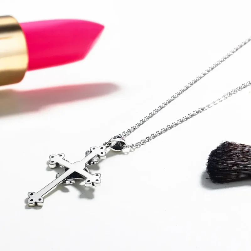 (kép) PANDORA típusú rózsa kereszt collier nyaklánc - SCN091 - Megtekintés 5