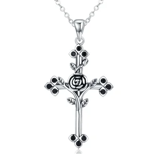 PANDORA típusú rózsa kereszt collier nyaklánc - SCN091 (kép) PANDORA típusú rózsa kereszt collier nyaklánc - SCN091