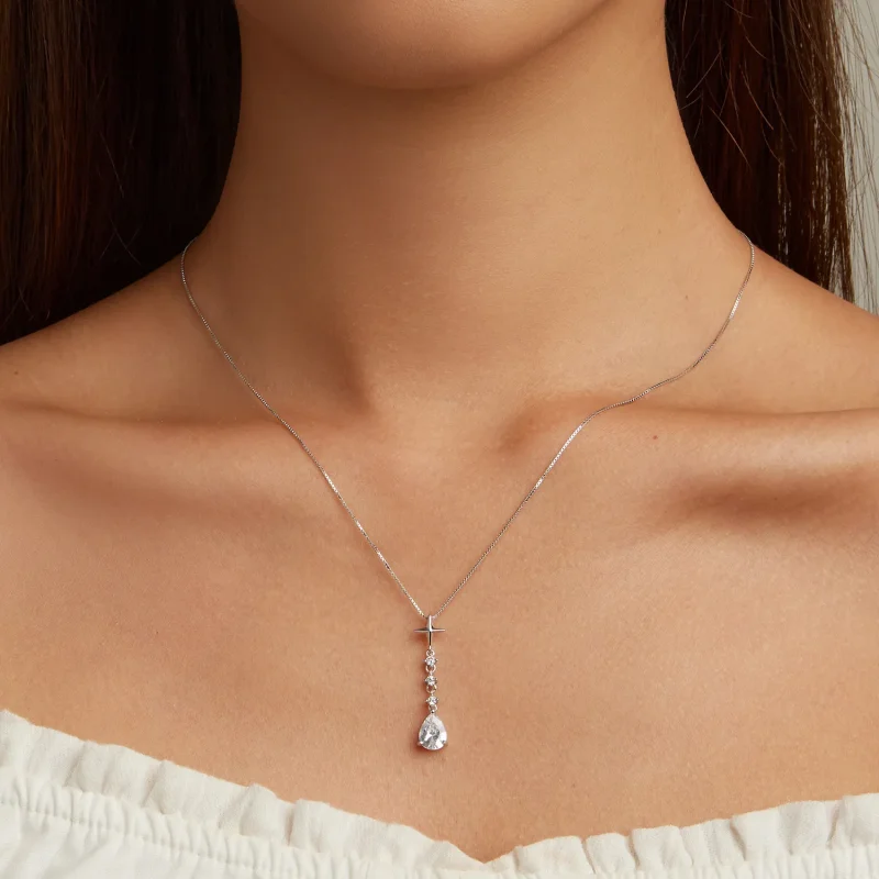 (kép) PANDORA típusú Starburst vízcsepp Nyaklánc - BSN259 - Megtekintés 6