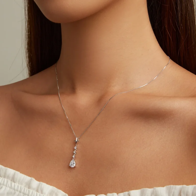(kép) PANDORA típusú Starburst vízcsepp Nyaklánc - BSN259 - Megtekintés 7
