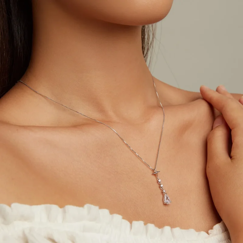 (kép) PANDORA típusú Starburst vízcsepp Nyaklánc - BSN259 - Megtekintés 8