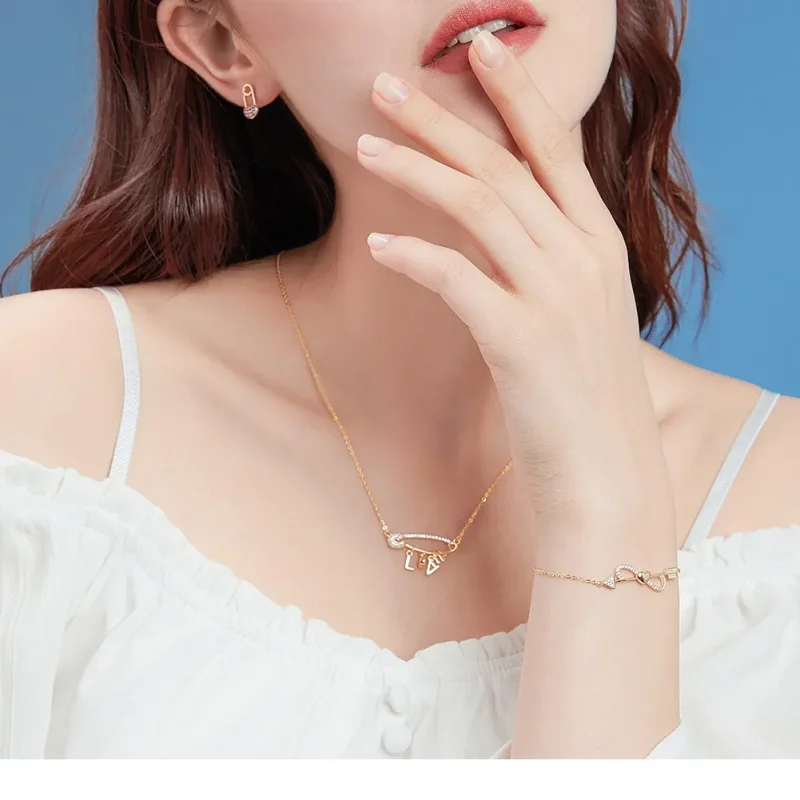(kép) PANDORA típusú szerelem biztonsági csap collier nyaklánc - SCN324 - Megtekintés 3