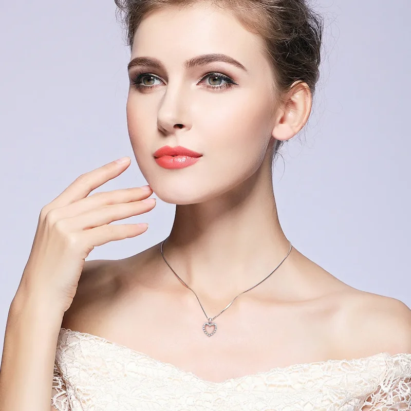 (kép) PANDORA típusú szikrázó szív collier nyaklánc - SCN025 - Megtekintés 2