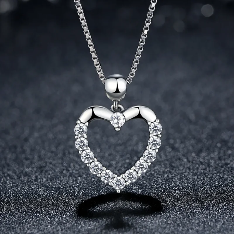 (kép) PANDORA típusú szikrázó szív collier nyaklánc - SCN025 - Megtekintés 3