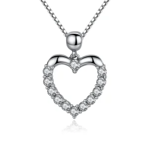 (kép) PANDORA típusú szikrázó szív collier nyaklánc - SCN025