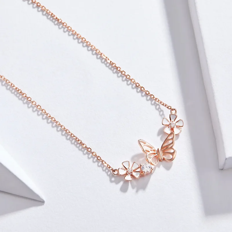 (kép) PANDORA típusú táncoló pillangó collier nyaklánc - BSN053 - Megtekintés 3
