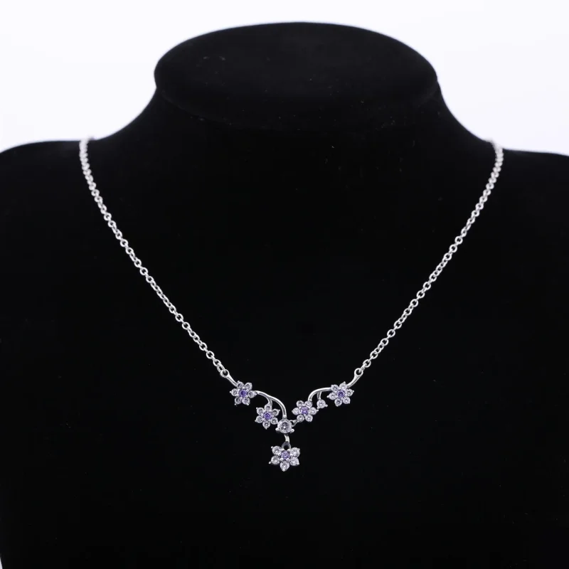 (kép) PANDORA Nefelejcs nyakék, sterling ezüst, lila és áttetsző cirkónia - 590519ACZ- - Megtekintés 3