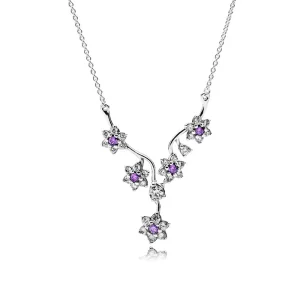 (kép) PANDORA Nefelejcs nyakék, sterling ezüst, lila és áttetsző cirkónia - 590519ACZ-45