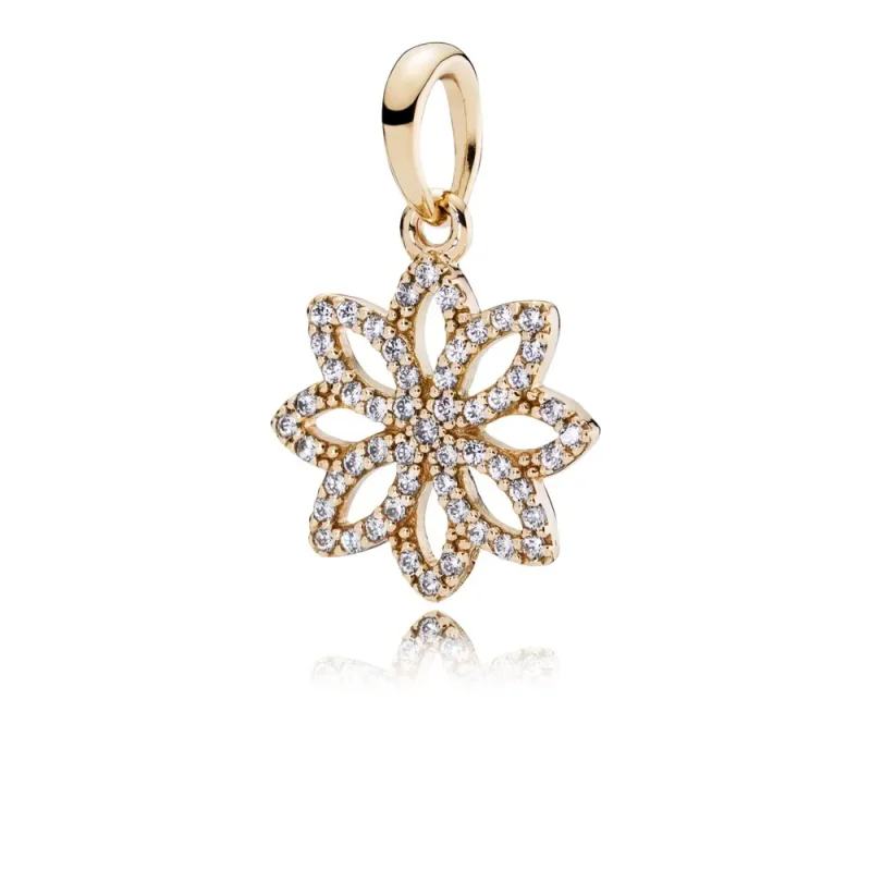(kép) PANDORA Virág formájú 14 k aranymedál áttetsző cirkóniával - 350179CZ