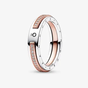 Pandora Signature Kéttónusú logó és pavé gyűrű - 182773C01 (kép) Pandora Signature Kéttónusú logó és pavé gyűrű - 182773C01