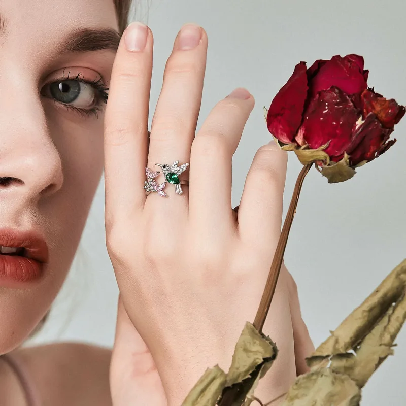 (kép) PANDORA típusú a kolibri ajándéka nyitott gyűrű - BSR016 - Megtekintés 2