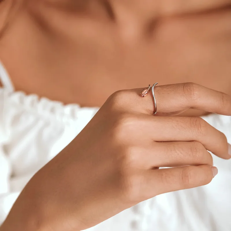 (kép) PANDORA típusú Egy rózsa nyitott gyűrű - SCR761 - Megtekintés 6