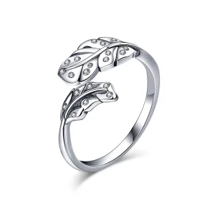 PANDORA típusú Elegáns lombozat nyitott gyűrű - VSR155 (kép) PANDORA típusú Elegáns lombozat nyitott gyűrű - VSR155