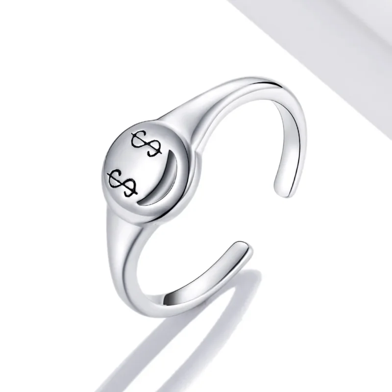 (kép) PANDORA típusú Emoji - Lásd a pénzt nyitott szemmel nyitott gyűrű - SCR738 - Megtekintés 2