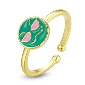 (kép) PANDORA típusú Emoji - Menő nyitott gyűrű - SCR737-A