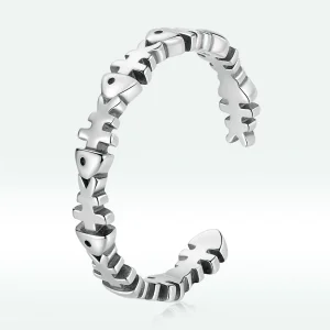 PANDORA típusú Halcsont nyitott gyűrű - BSR224 (kép) PANDORA típusú Halcsont nyitott gyűrű - BSR224