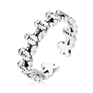 PANDORA típusú Mézeskalács ember nyitott gyűrű - SCR762 (kép) PANDORA típusú Mézeskalács ember nyitott gyűrű - SCR762