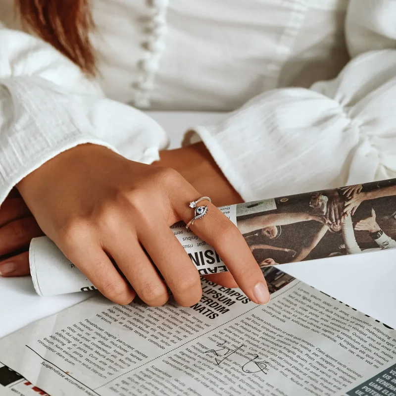 (kép) PANDORA típusú Ördögszem nyitott gyűrű - BSR215 - Megtekintés 9