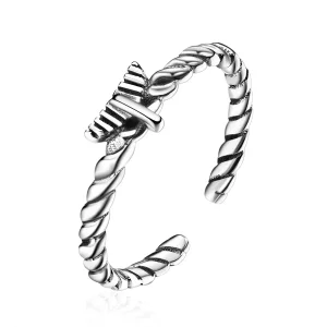 PANDORA típusú Retro nosztalgikus kenderkötél nyitott gyűrű - VSR064 (kép) PANDORA típusú Retro nosztalgikus kenderkötél nyitott gyűrű - VSR064