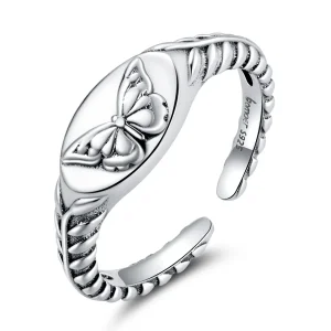 PANDORA típusú Retro pillangó nyitott gyűrű - BSR200 (kép) PANDORA típusú Retro pillangó nyitott gyűrű - BSR200